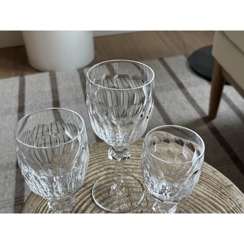 Waterford Curraghmore Cordial Hock Crystal Wine Glasses Knob Stem Trio Set Of 3 - Picture 7 of 13